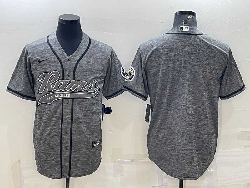 Mens Los Angeles Rams Blank Grey Gridiron Cool Base Stitched Baseball Jersey->los angeles rams->NFL Jersey